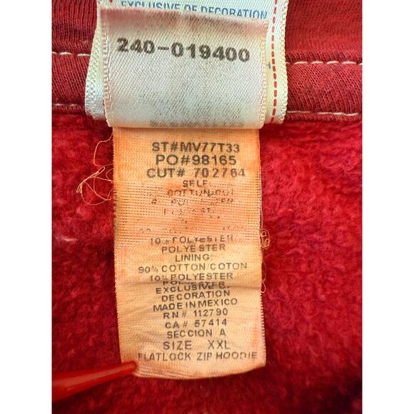 Vtg True Religion Embroidered Big Logo Zip Hoodie Retro Size XXL Red Y2K RARE - Picture 9 of 9